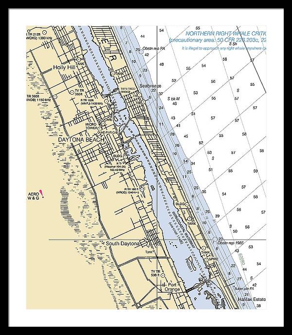 Daytona Beach  -florida Nautical Chart _v2 - Framed Print