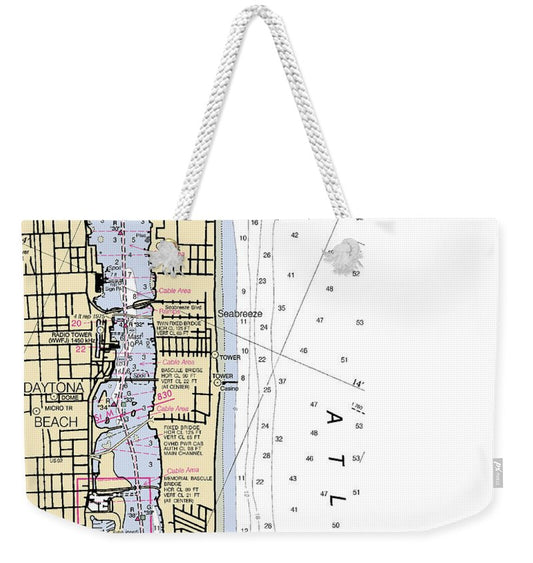 Daytona-beach -florida Nautical Chart _v6 - Weekender Tote Bag