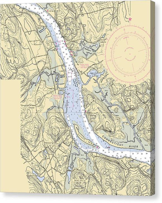 Deep River-Connecticut Nautical Chart Canvas Print