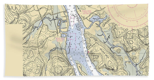 Deep River Connecticut Nautical Chart Bath Towel