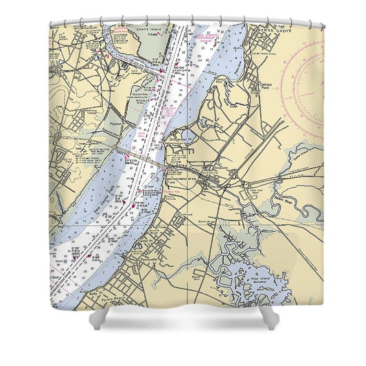 Deepwater Point New Jersey Nautical Chart Shower Curtain