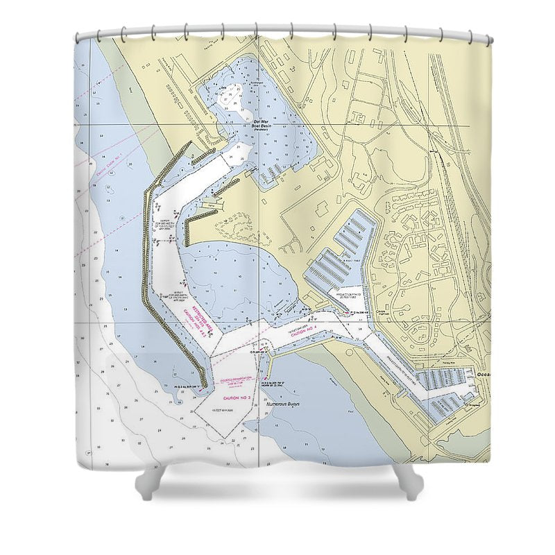 Del Mar Boat Basin California Nautical Chart Shower Curtain