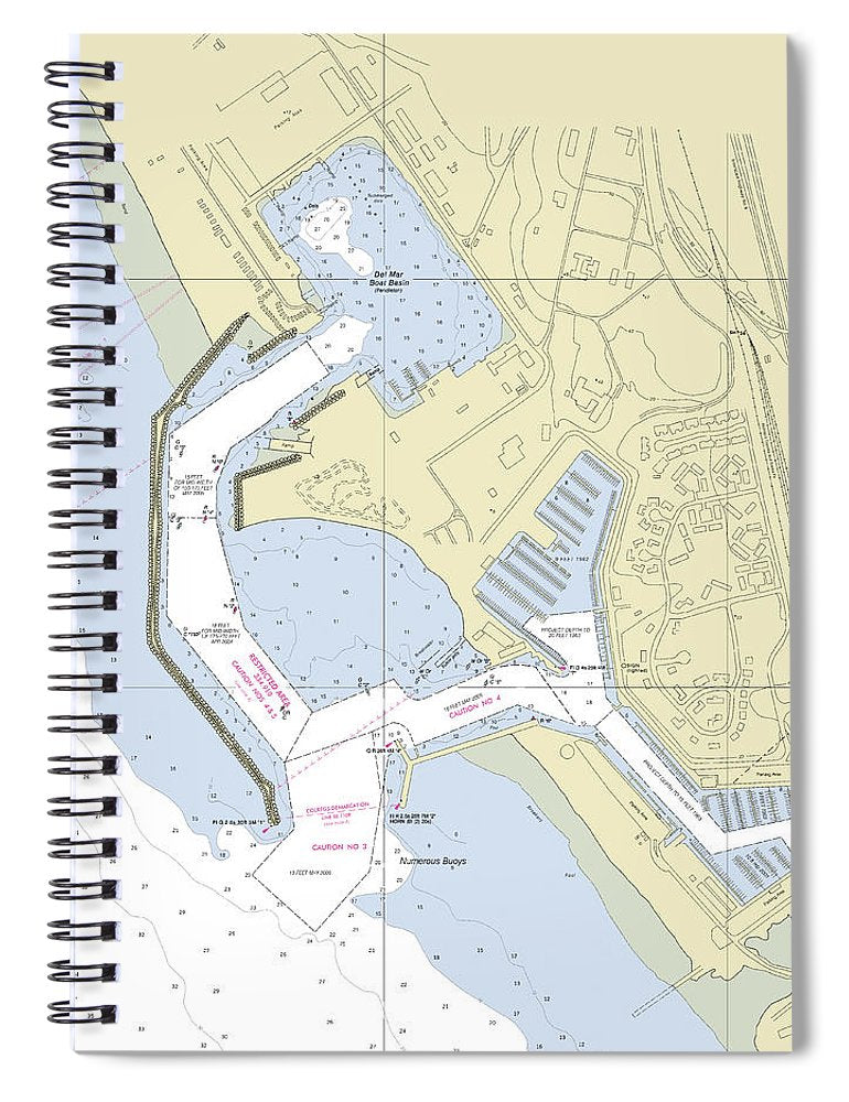 Del Mar Boat Basin California Nautical Chart Spiral Notebook