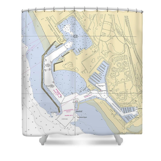 Del Mar Boat Basin  California Nautical Chart _V6 Shower Curtain