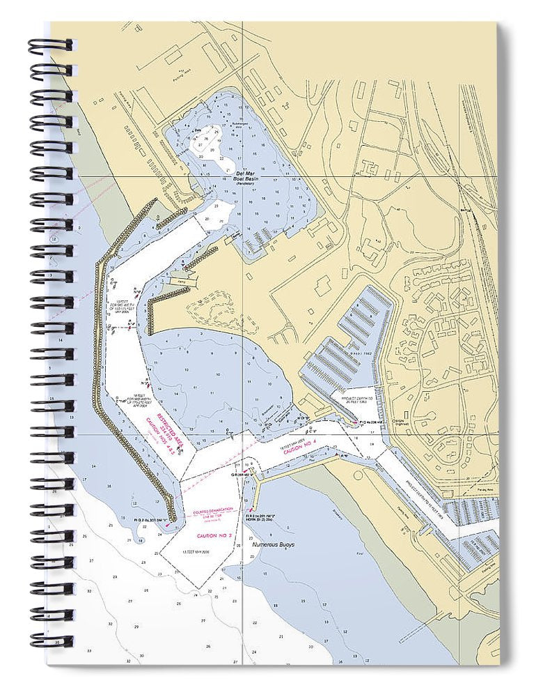 Del Mar Boat Basin  California Nautical Chart _V6 Spiral Notebook
