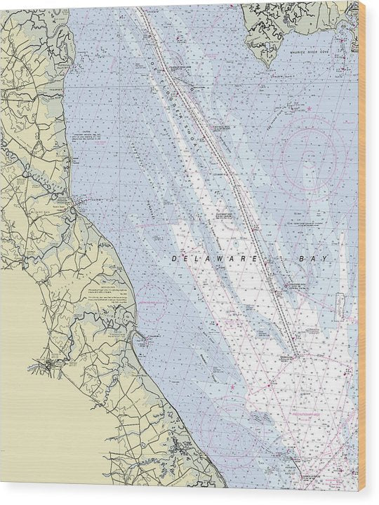 Delaware Bay Delaware Nautical Chart Wood Print