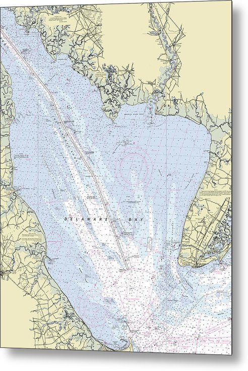 A beuatiful Metal Print of the Delaware Bay New Jersey Nautical Chart - Metal Print by SeaKoast.  100% Guarenteed!