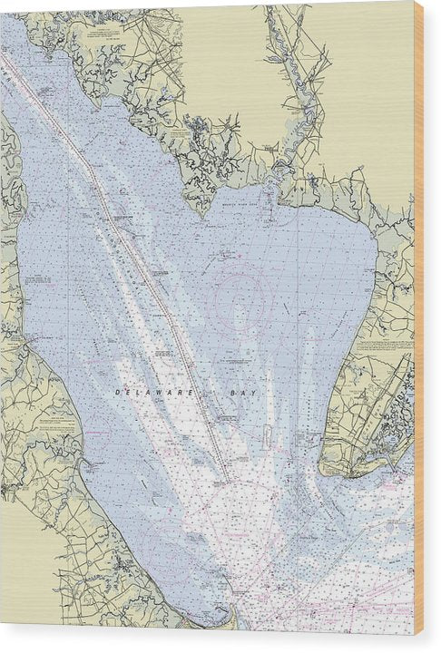 Delaware Bay New Jersey Nautical Chart Wood Print