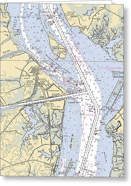 Delaware City-delaware Nautical Chart - Greeting Card