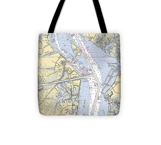 Delaware City Delaware Nautical Chart Tote Bag