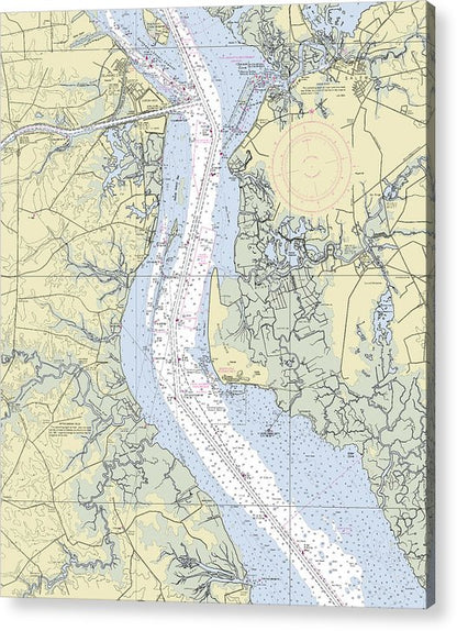Delaware River and Canal Delaware Nautical Chart - Acrylic Print – 6.625" x 8.000" – Acrylic Nautical Chart Print by SeaKoast.