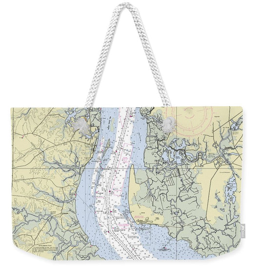 Delaware River and Canal Delaware Nautical Chart - Weekender Tote Bag