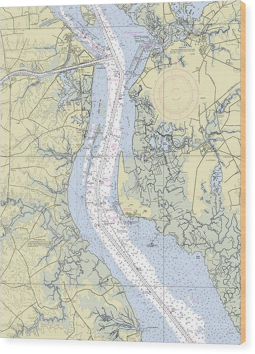 Delaware River And Canal Delaware Nautical Chart Wood Print
