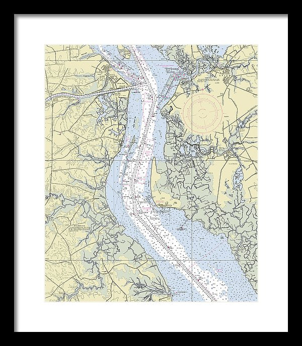 Delaware River And Canal Delaware Nautical Chart - Framed Print