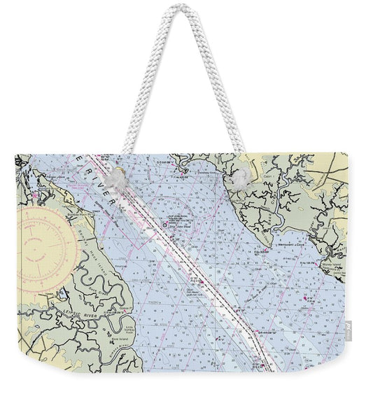 Delaware River and Dover Delaware Nautical Chart - Weekender Tote Bag