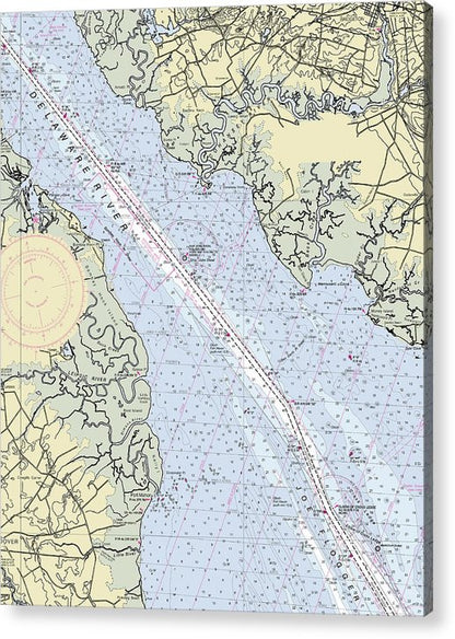 Delaware River and Dover Delaware Nautical Chart - Acrylic Print – 6.500" x 8.000" – Acrylic Nautical Chart Print by SeaKoast.