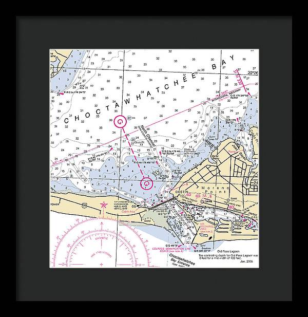 Destin-florida Nautical Chart - Framed Print