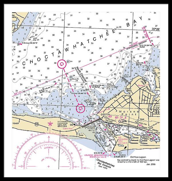 Destin-florida Nautical Chart - Framed Print