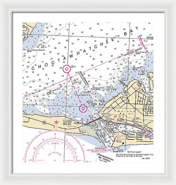 Destin-florida Nautical Chart - Framed Print