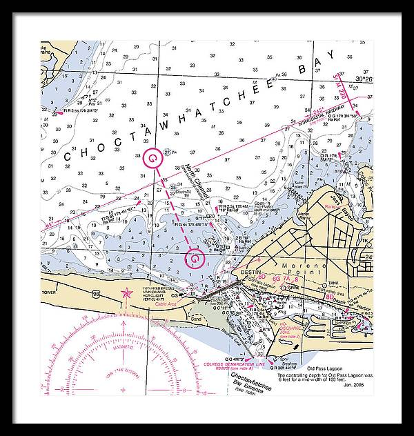 Destin-florida Nautical Chart - Framed Print