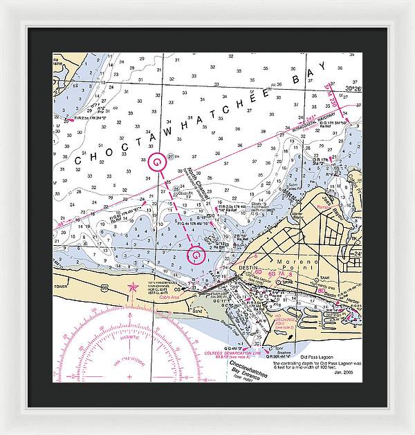 Destin-florida Nautical Chart - Framed Print