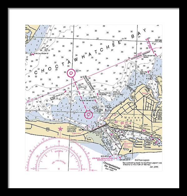 Destin-florida Nautical Chart - Framed Print