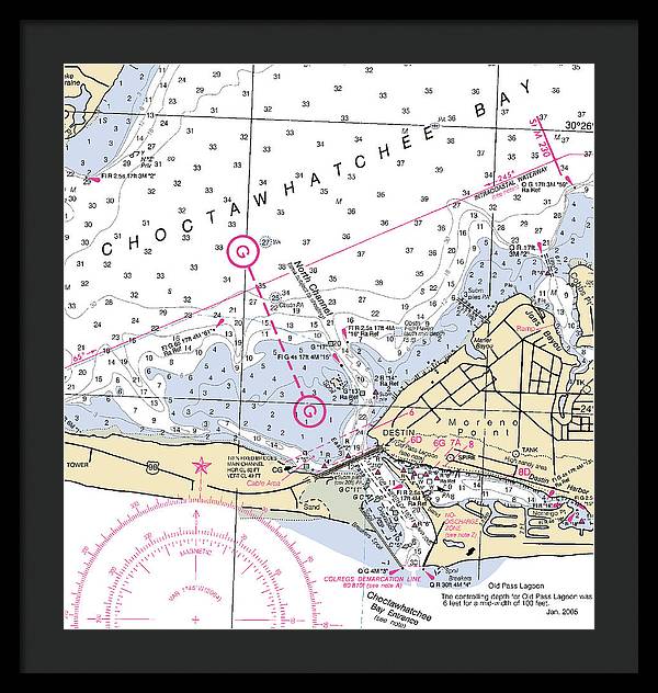 Destin-florida Nautical Chart - Framed Print