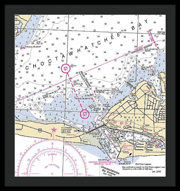 Destin-florida Nautical Chart - Framed Print