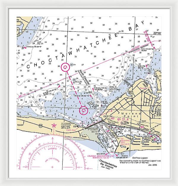 Destin-florida Nautical Chart - Framed Print