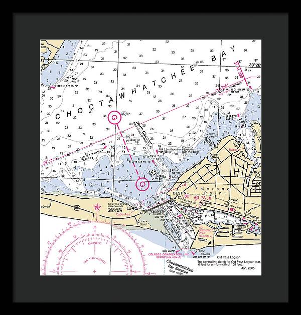 Destin-florida Nautical Chart - Framed Print