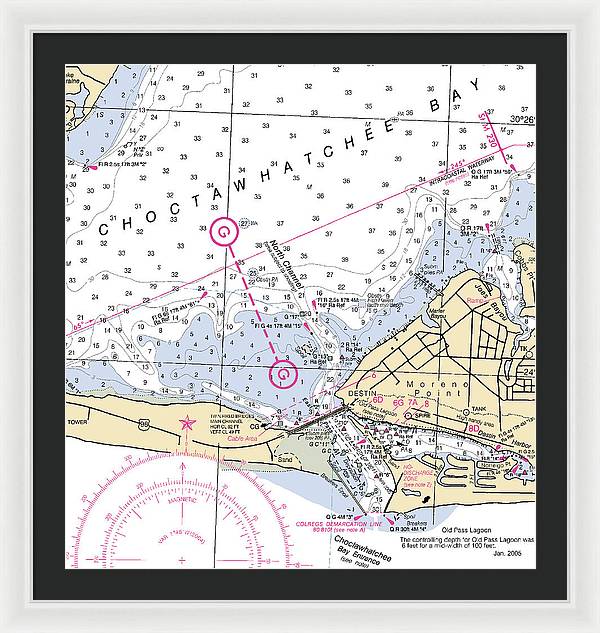 Destin-florida Nautical Chart - Framed Print