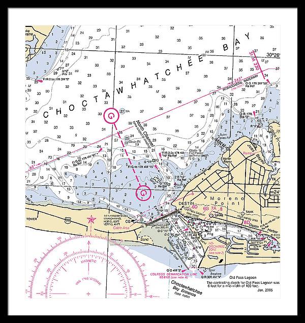 Destin-florida Nautical Chart - Framed Print