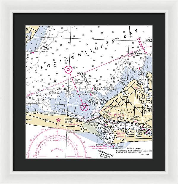 Destin-florida Nautical Chart - Framed Print