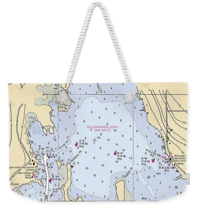 Detroit Harbor-lake Michigan Nautical Chart - Weekender Tote Bag
