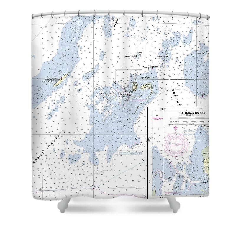 Dry Tortugas Florida Nautical Chart Shower Curtain
