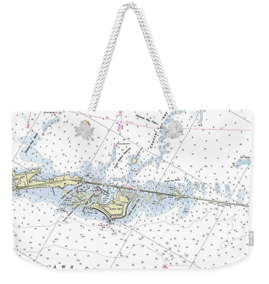 Duck Key Florida Nautical Chart - Weekender Tote Bag