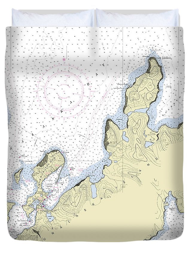 Dutch Harbor Alaska Nautical Chart - Duvet Cover