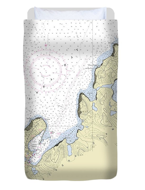 Dutch Harbor Alaska Nautical Chart - Duvet Cover