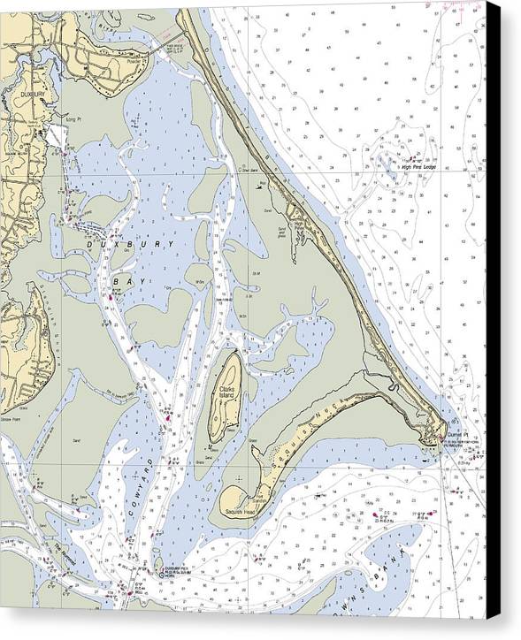 Duxbury Bay-massachusetts Nautical Chart - Canvas Print