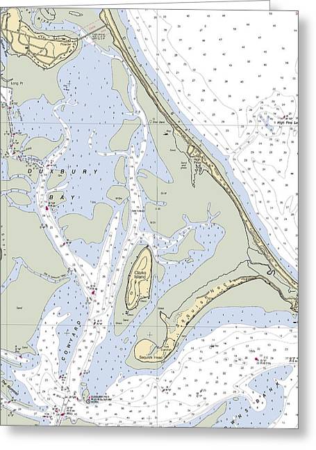 Duxbury Bay-massachusetts Nautical Chart - Greeting Card