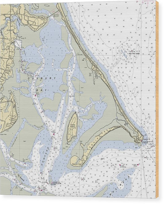 Duxbury Bay-Massachusetts Nautical Chart Wood Print