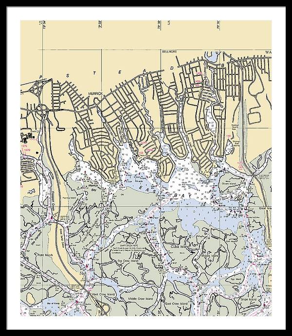 East Bay-new York Nautical Chart - Framed Print