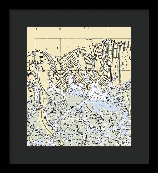 East Bay-new York Nautical Chart - Framed Print