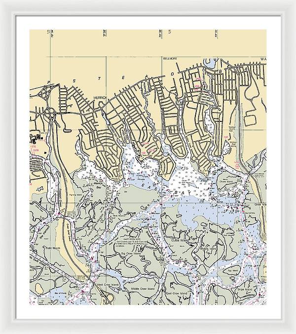 East Bay-new York Nautical Chart - Framed Print