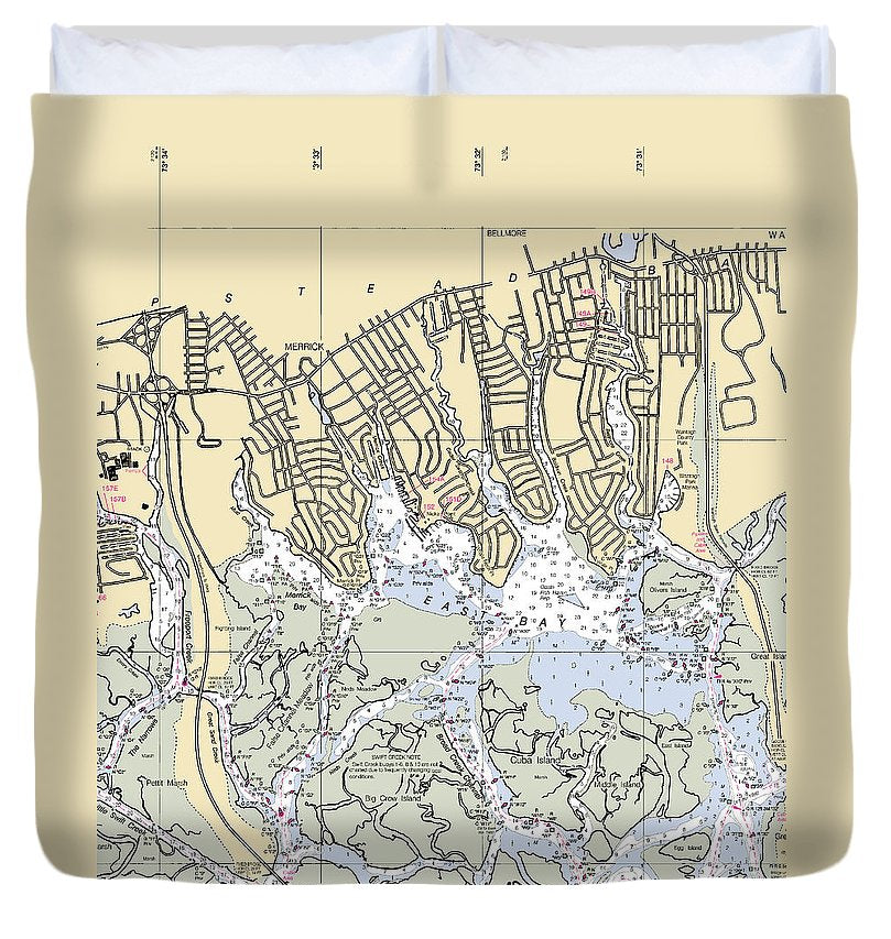 East Bay New York Nautical Chart Duvet Cover