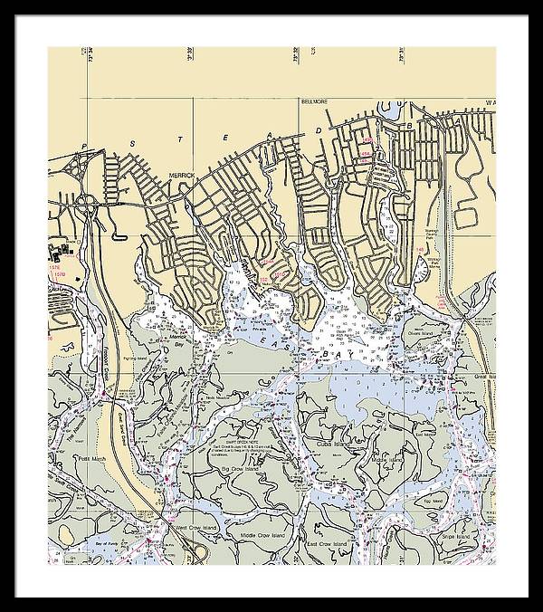 East Bay-new York Nautical Chart - Framed Print