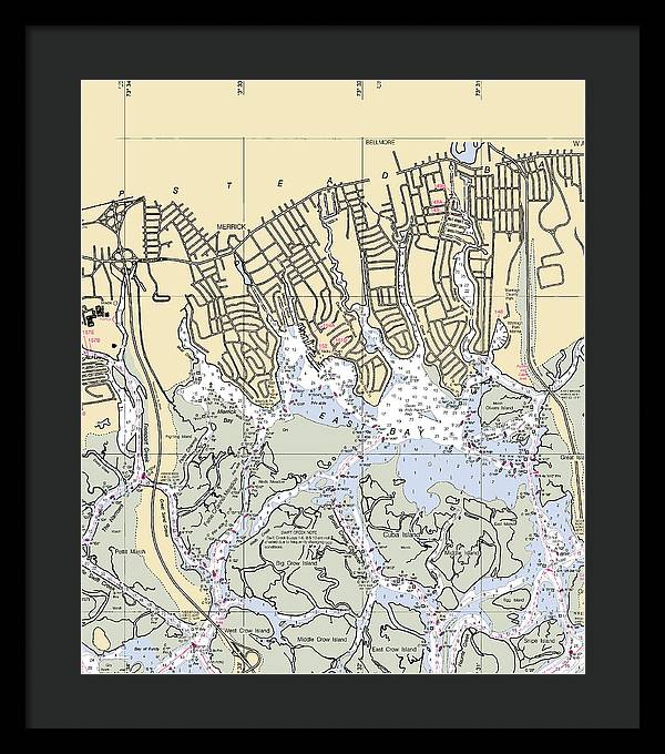 East Bay-new York Nautical Chart - Framed Print