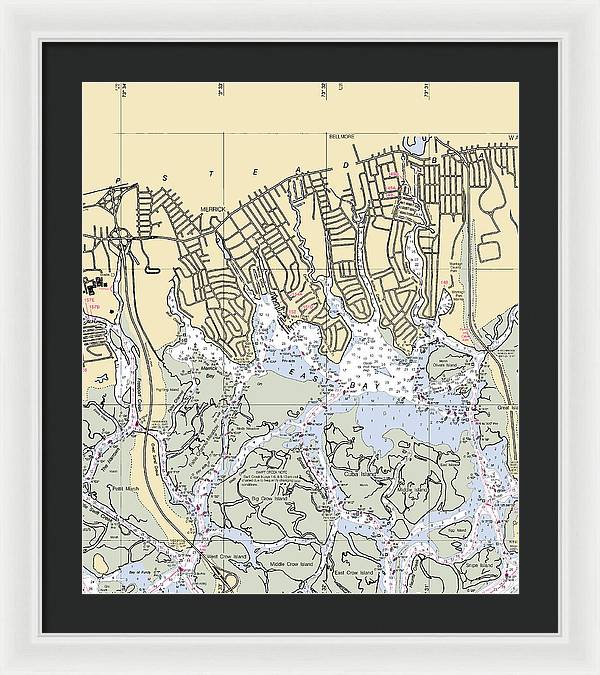 East Bay-new York Nautical Chart - Framed Print