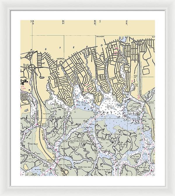 East Bay-new York Nautical Chart - Framed Print