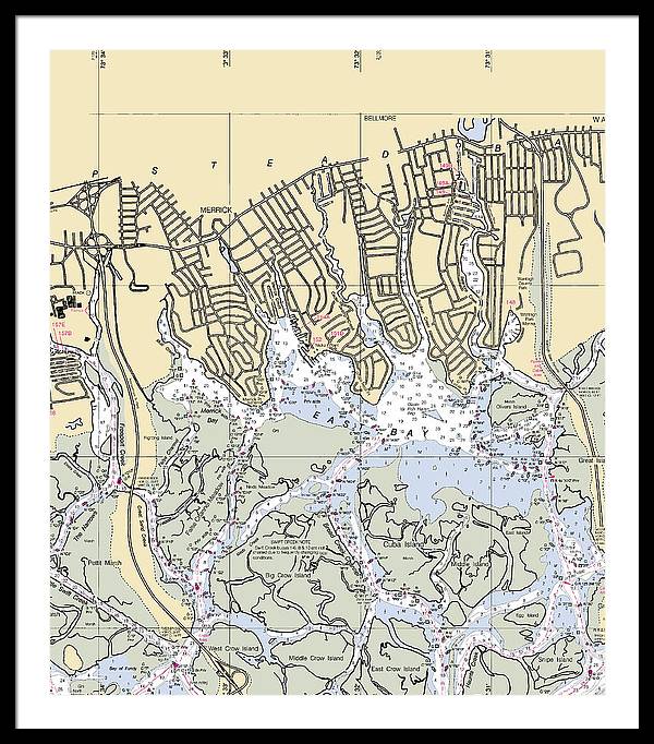 East Bay-new York Nautical Chart - Framed Print